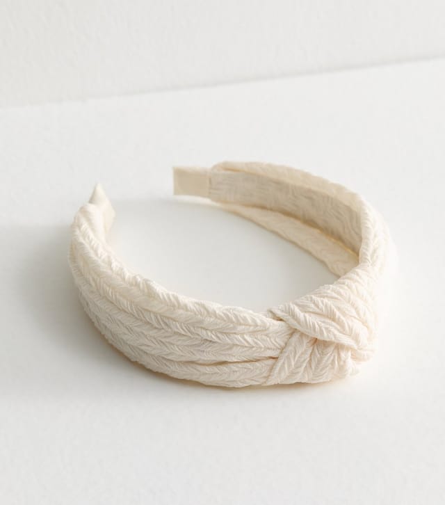 New Look White Textured Knot Headband New Look - 3