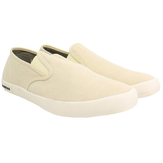 Seavees Seavees Men's Baja Standard Slip-On Beige Canvas Plimsolls - 2