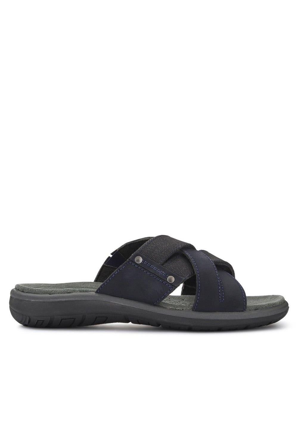 Pavers Pavers Men's Leather Mules in Navy - 2