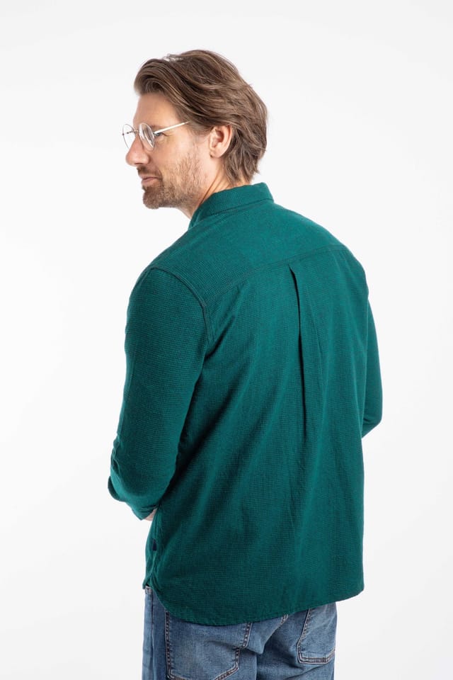 Weird Fish Weird Fish Men's Baskerville Houndstooth Flannel Shirt in Teal - 3