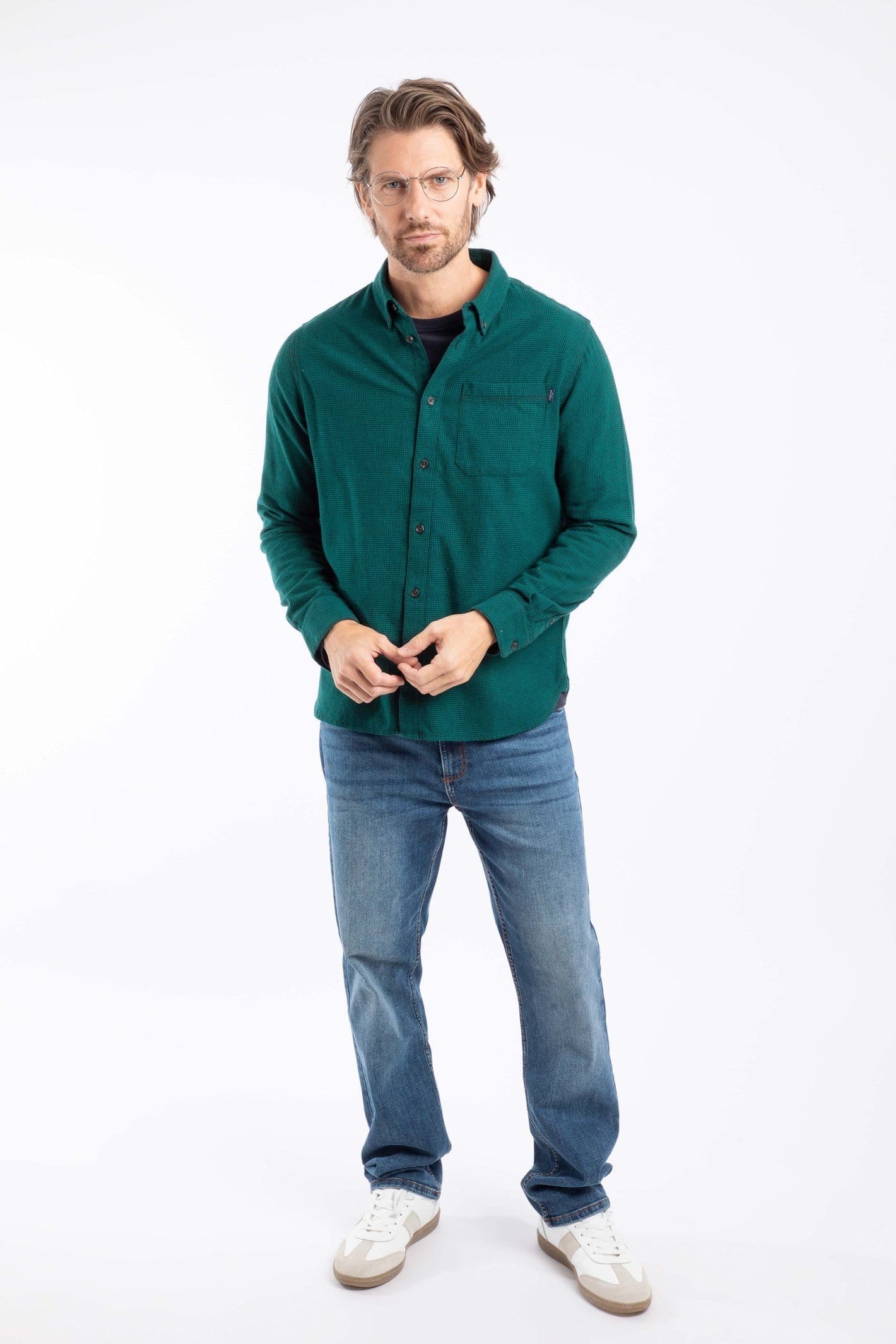 Weird Fish Weird Fish Men's Baskerville Houndstooth Flannel Shirt in Teal - 4