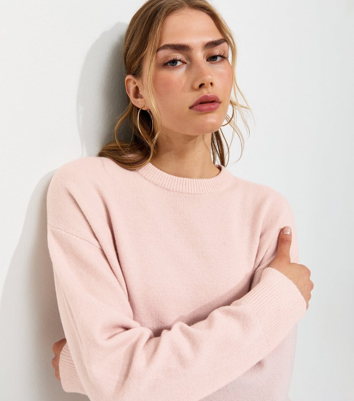 Women's Light Pink Side Split Knitted Jumper New Look