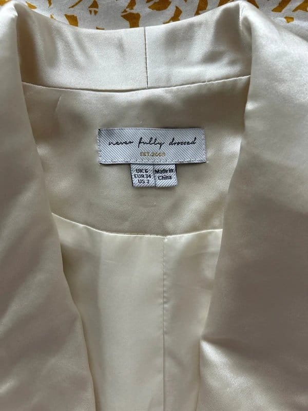 Never Fully Dressed Cream Satin Oversized Blazer