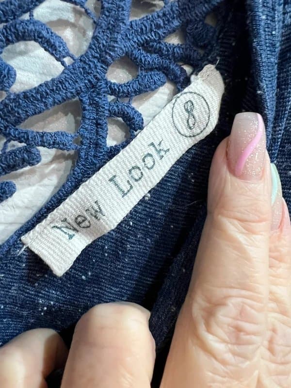 New Look New look crochet back detail blue marl tshirt size 8