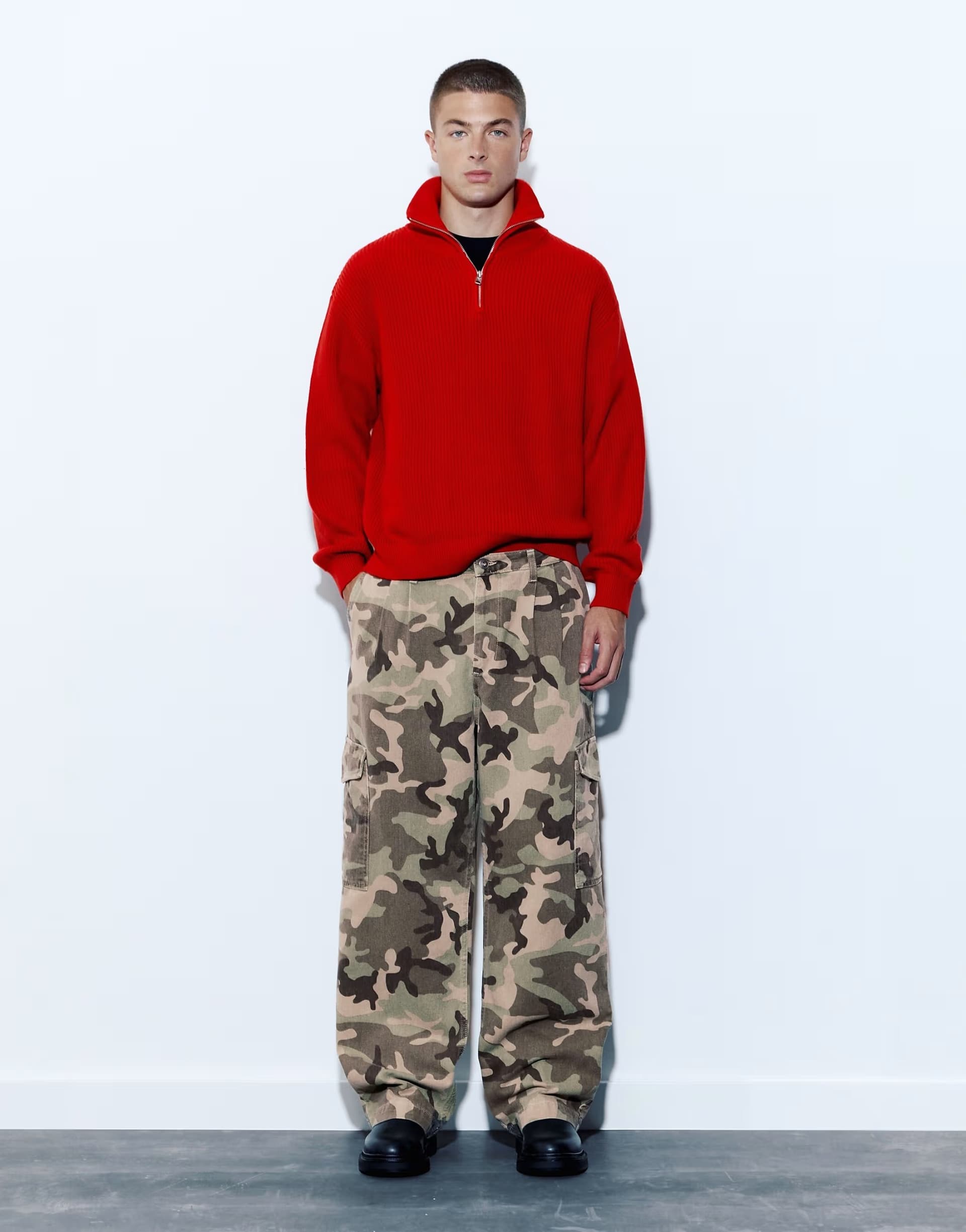 ASOS Pull&Bear Camo print cargo trousers in khaki