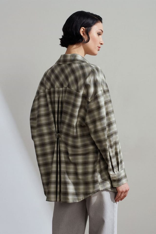 Dilvin Dilvin Women's Oversized Plaid Long-Sleeve Shirt - 2