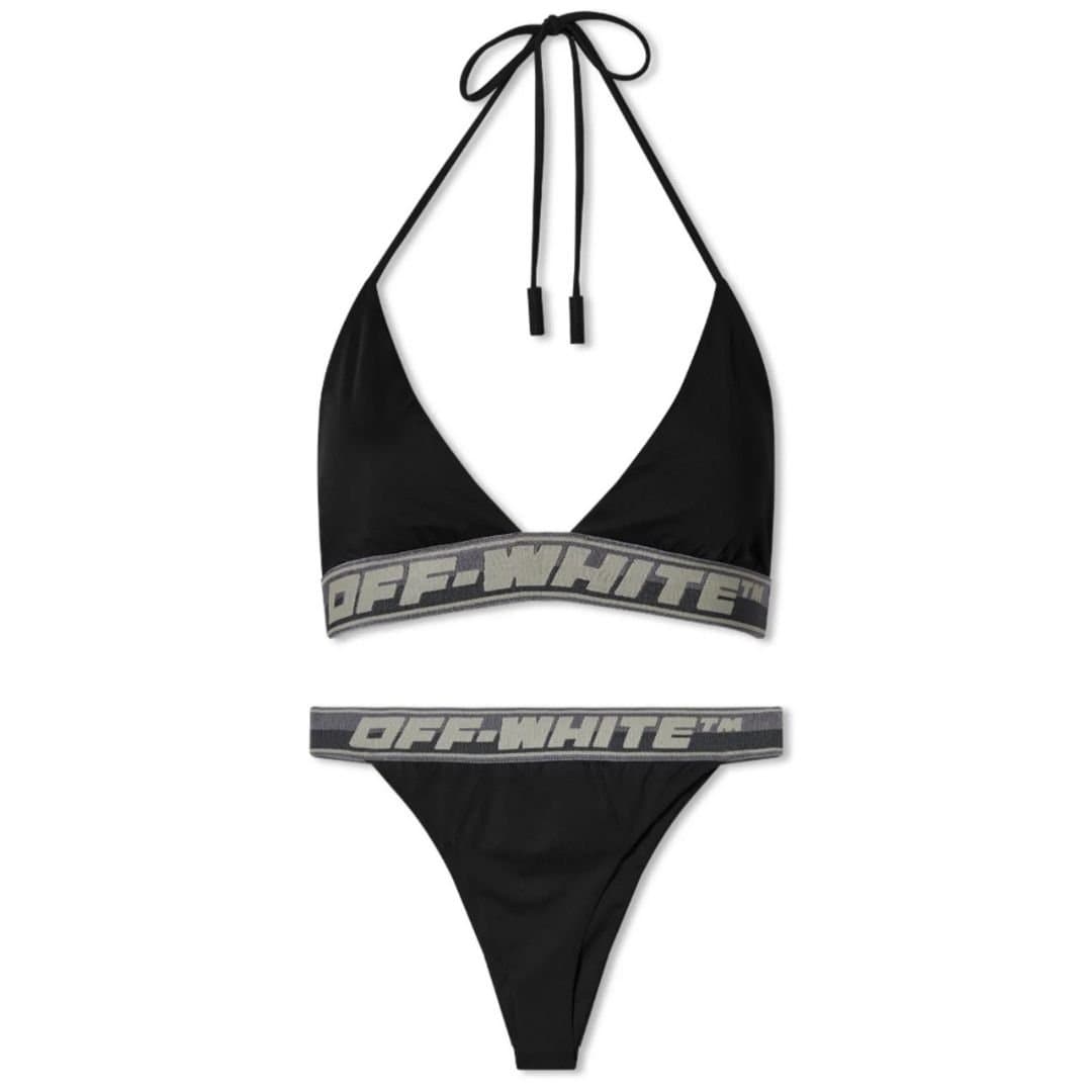 Off-White Off-White Black Logo Band Bikini Swimwear
