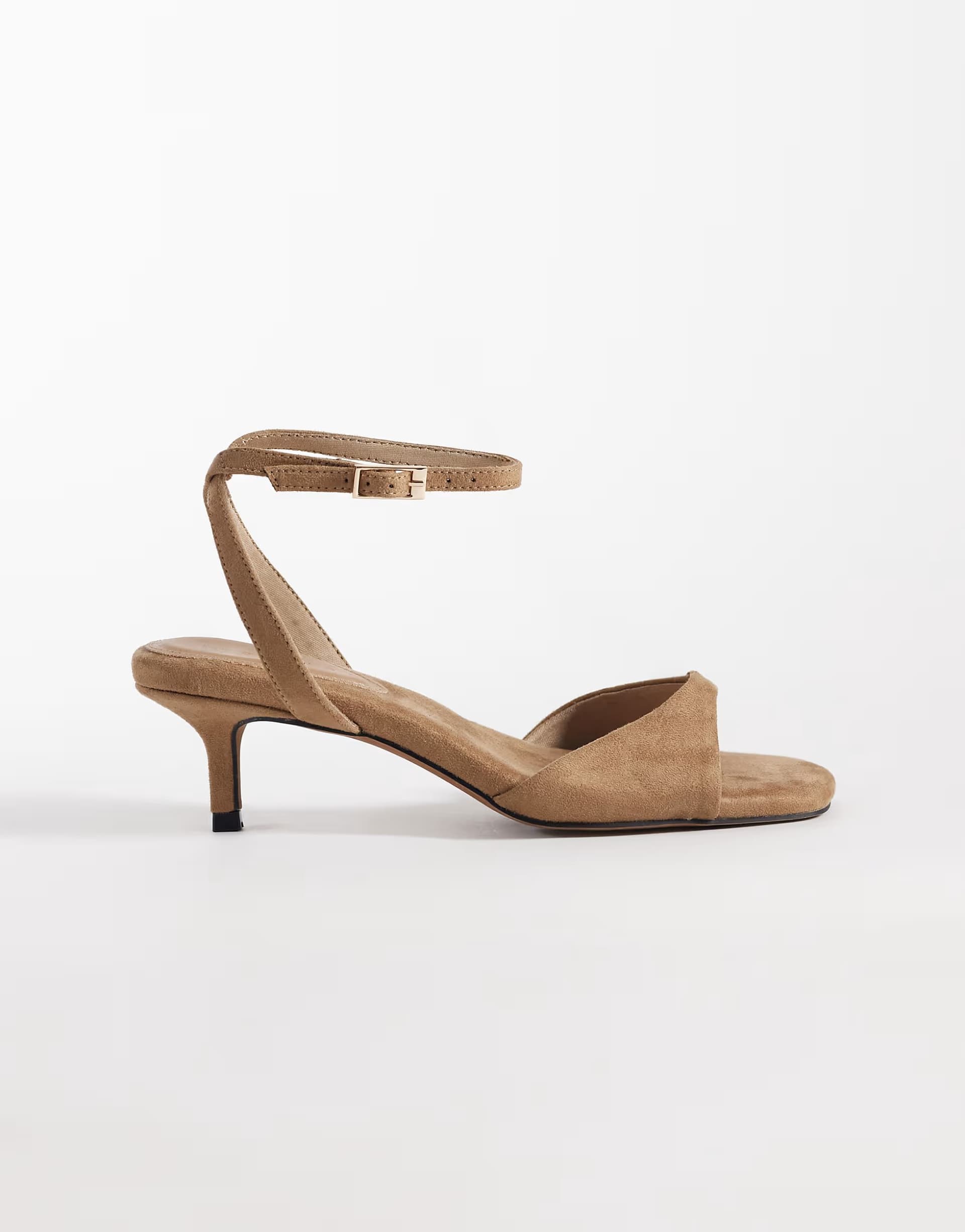 ASOS ASOS DESIGN Heartfelt barely there kitten heel sandals in taupe suedette