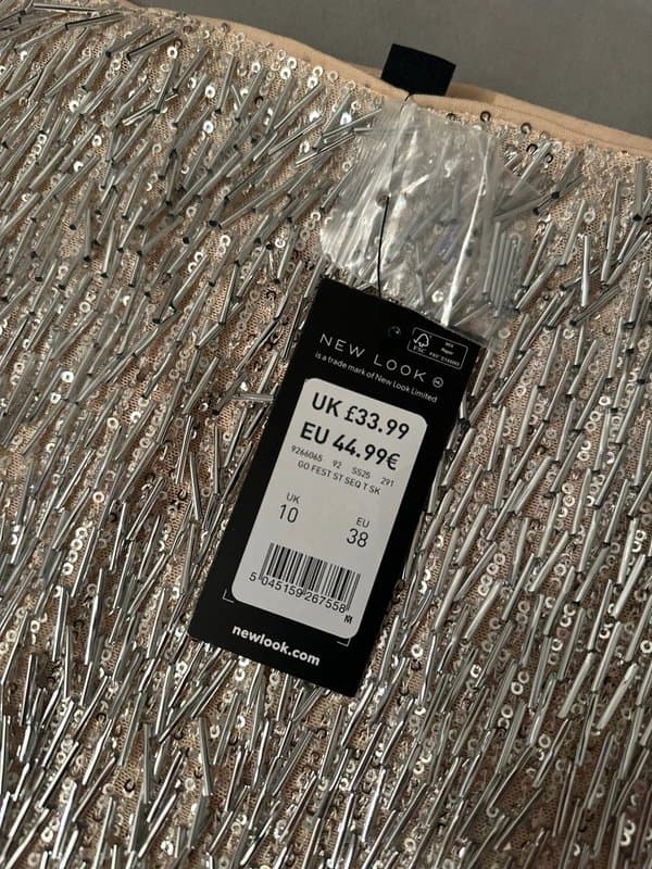New Look Silver sequin embellished skirt size 10 BNWT