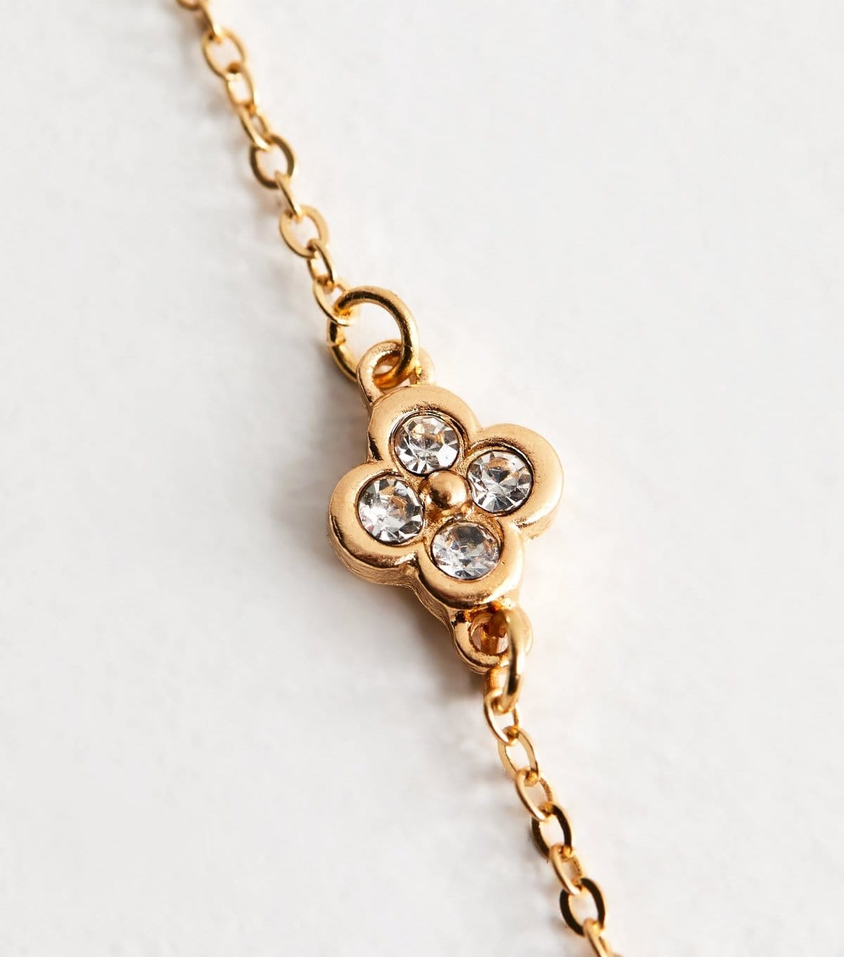 New Look Gold Tone Diamante Flower Necklace New Look - 4