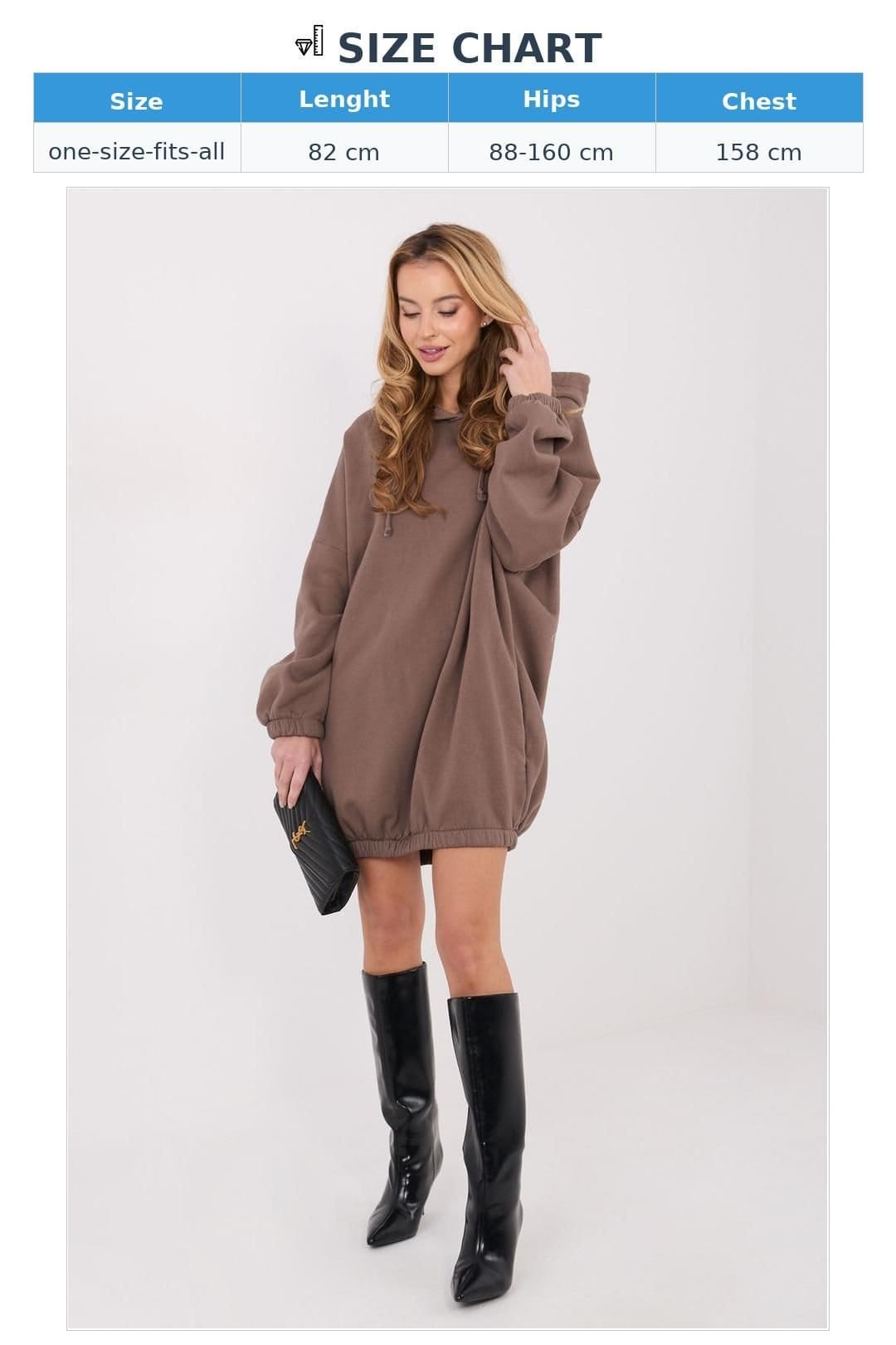 Love Lace Love Lace Women's Oversized Hooded Cotton Sweatshirt Dress in Brown - 4