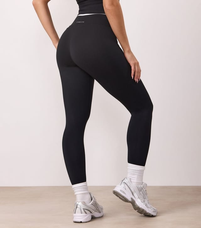 Gym King Women's Black 365 Contrast Trim Leggings Gym King New Look - 3