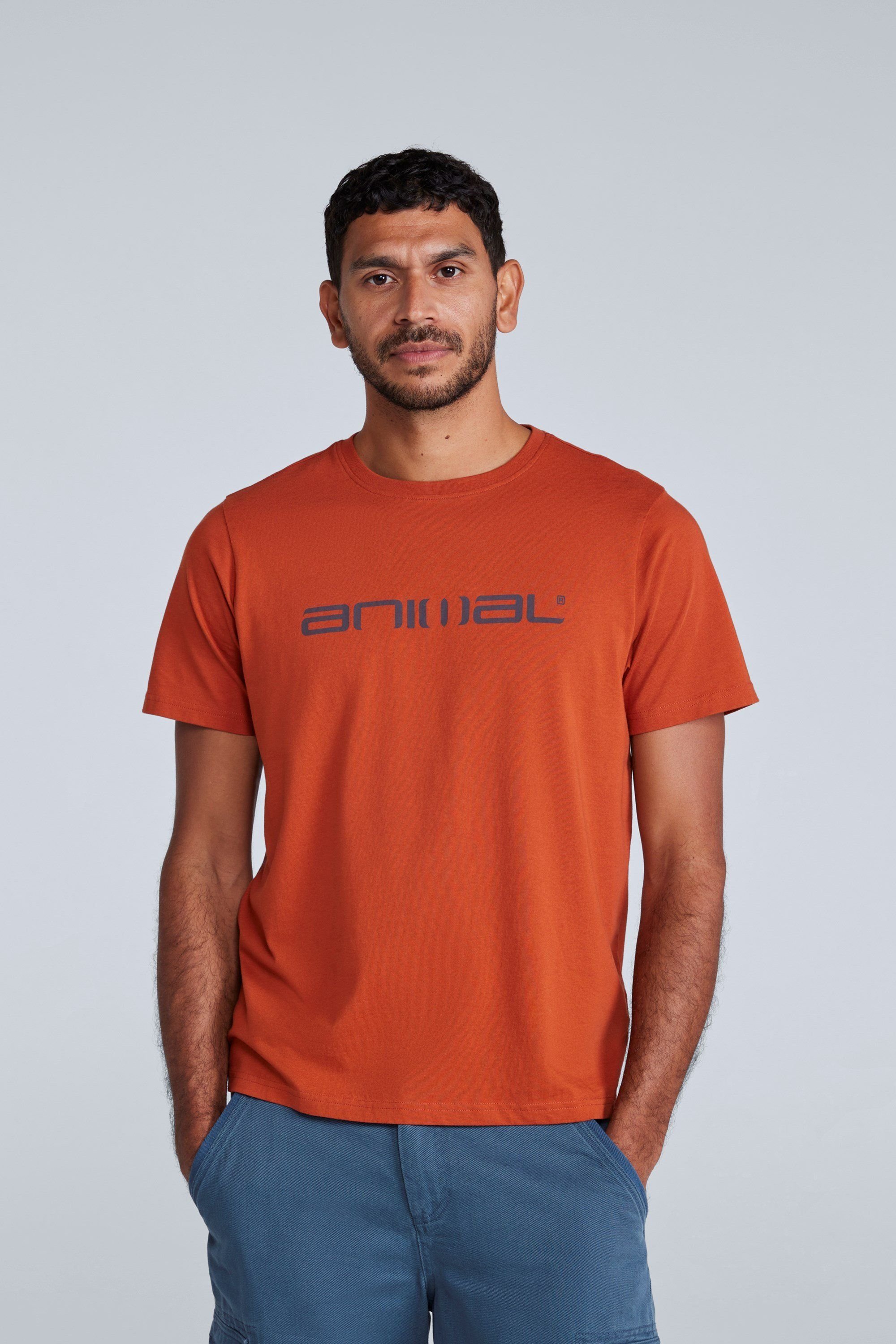 Animal Animal Men's 'Classico' Lightweight Breathable Soft Short Sleeve Cotton T-Shirt in Terracotta - 1