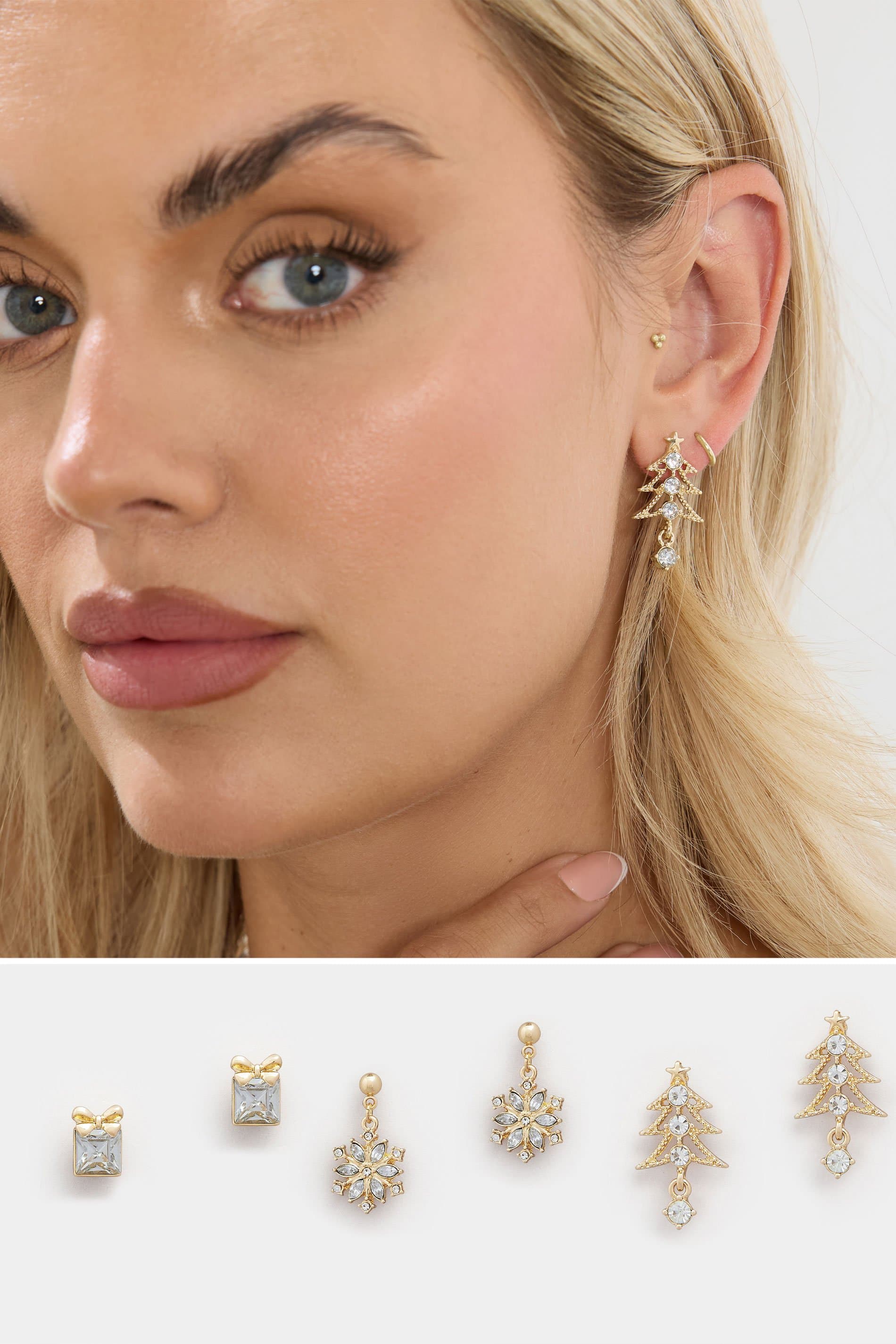 Yours 3 Pack Gold Tone Novelty Christmas Earring Set