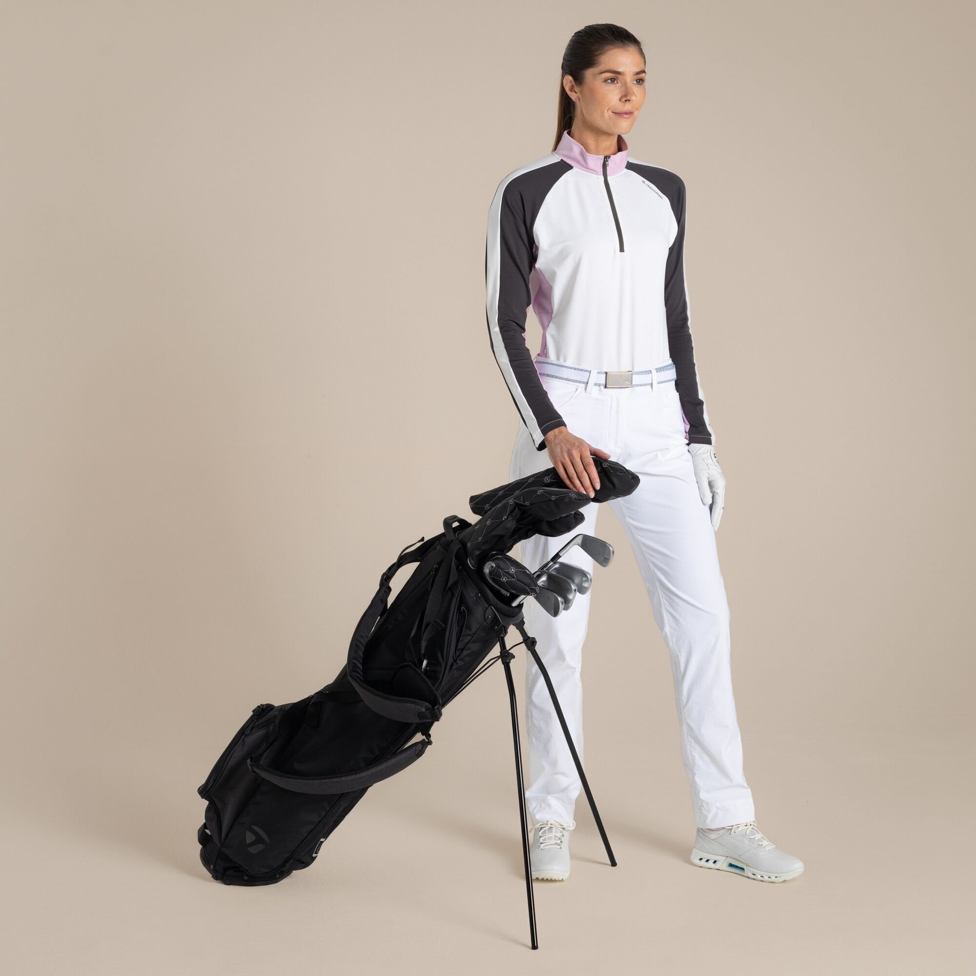 Craghoppers Craghoppers Women's NosiLife Ivybridge Insect-Repellent Half-Zip Long Sleeved Golf Top in White - 4