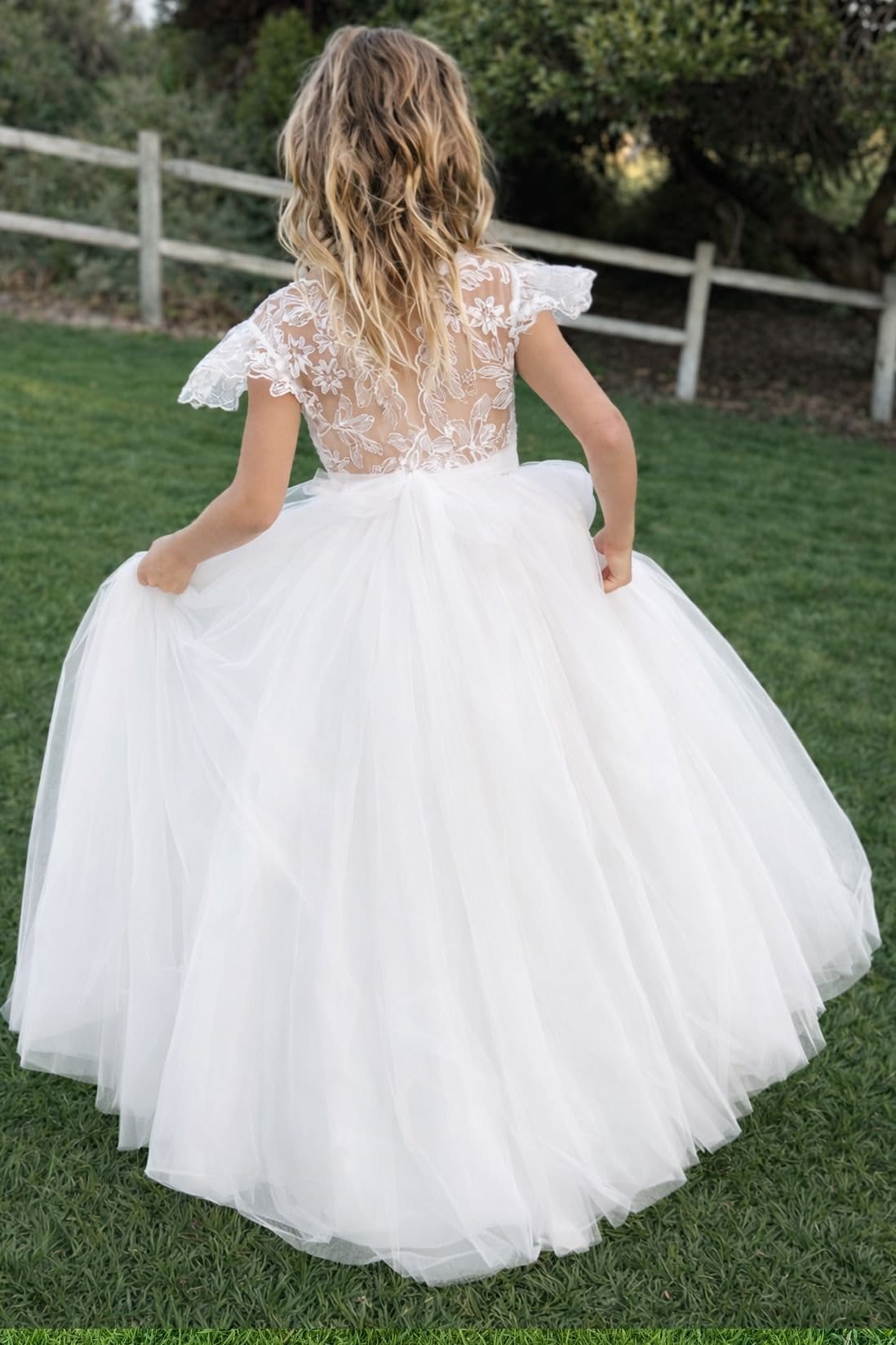 Lilly + Bo Ivory White Lace Flower Girl Dress
