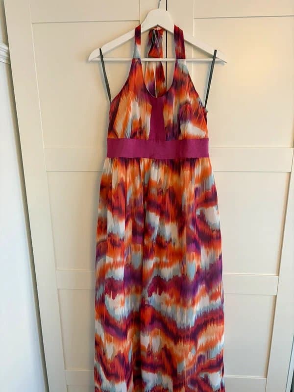 Et Vous Eye catching colourful unique patterned summer floaty maxi dress size 14