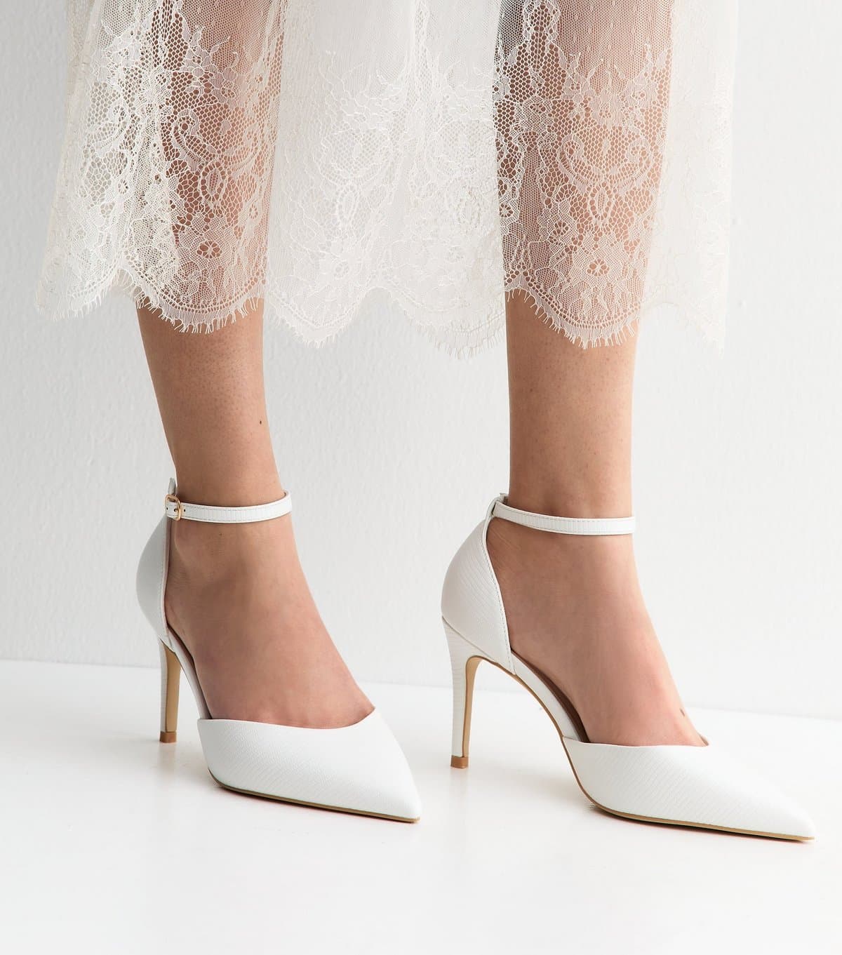 New Look New Look White Faux Leather Ankle Strap Court Shoes