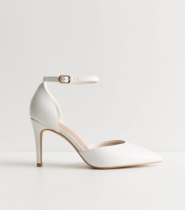 New Look Women's Extra Wide Fit White Ankle Strap Court Shoes Vegan New Look - 2