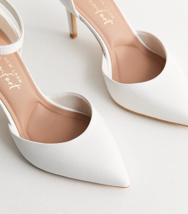 New Look Women's Extra Wide Fit White Ankle Strap Court Shoes Vegan New Look - 3