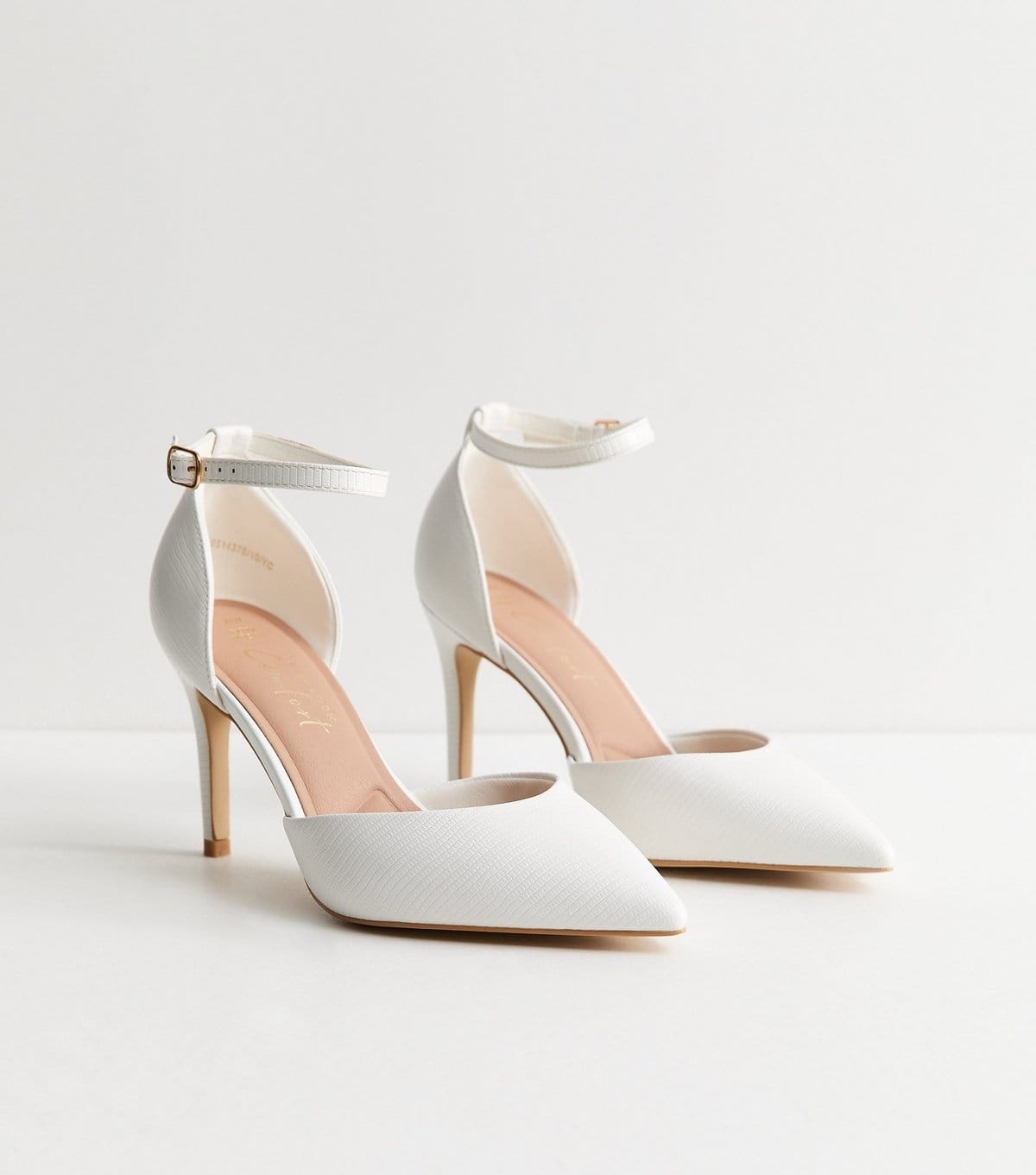 New Look Women's Extra Wide Fit White Ankle Strap Court Shoes Vegan New Look - 4