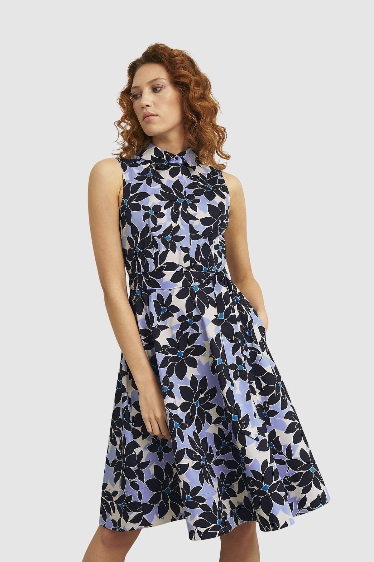 Hobbs London Hobbs London Women's Beki Floral Midi Shirt Dress in Pale Blue