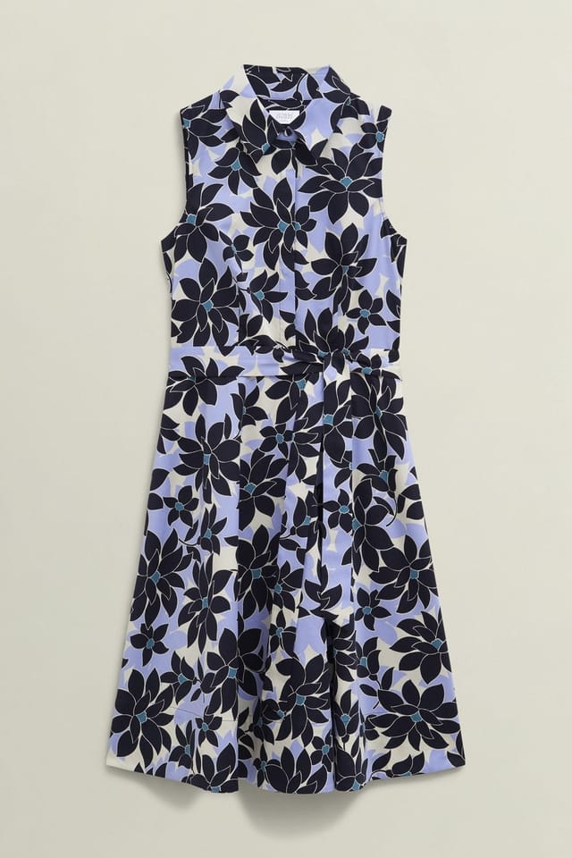 Hobbs London Hobbs London Women's Beki Floral Midi Shirt Dress in Pale Blue - 2