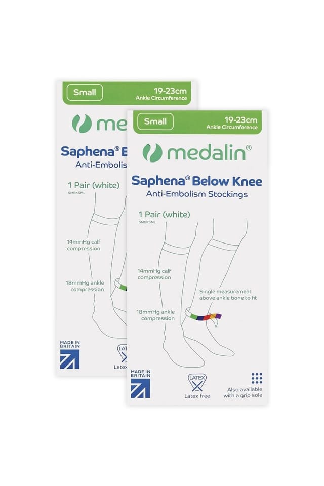 Medalin Medalin Men's 2 Pairs Graduated Compression Below Knee Anti Embolism Socks in White - 2