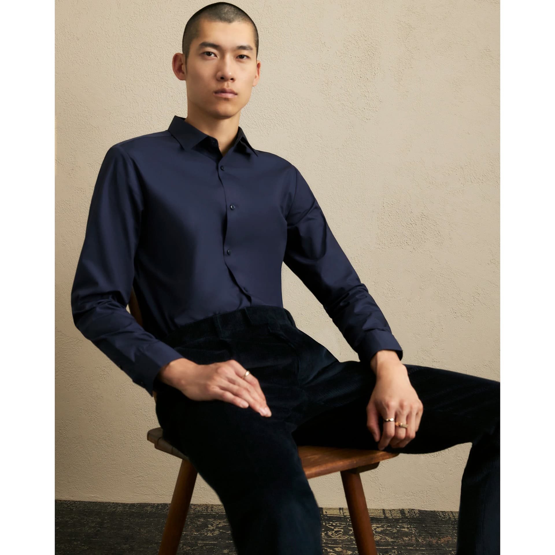 River Island Mens River Island Navy Slim Fit Shirt
