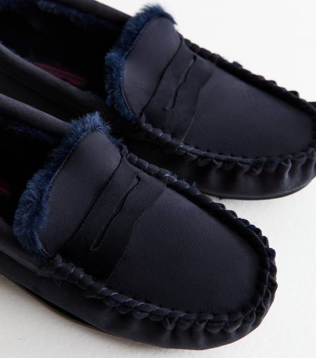jack & jones Men's Navy Faux Suede Moccasin Slippers Jack & Jones New Look - 3