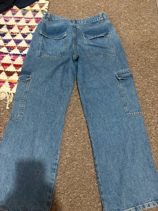 ASOS ASOS Design Blue Cargo Wide Leg Jeans 28 Waist