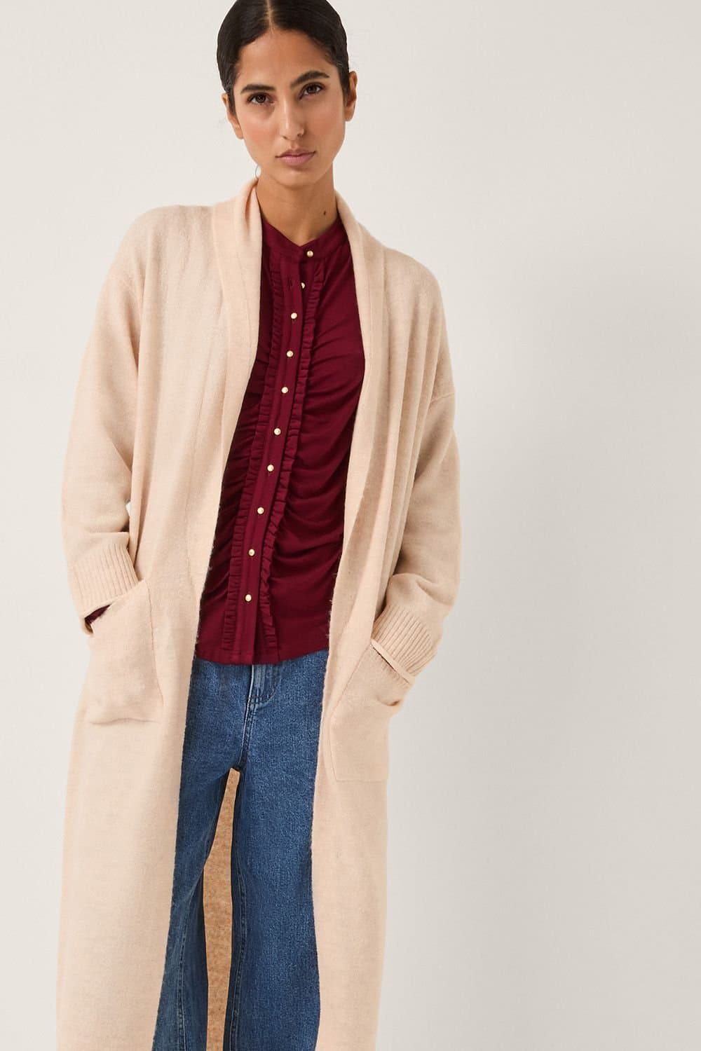 Monsoon Monsoon Women's Sacha Longline Cardigan Camel