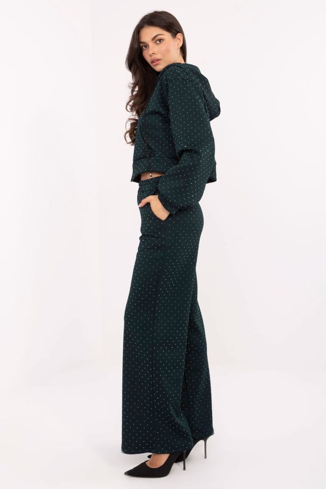 Love Lace Love Lace Women's Zip Hoodie Wide Leg Tracksuit Set with Jet in Green - 2