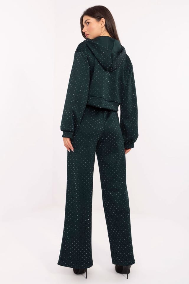 Love Lace Love Lace Women's Zip Hoodie Wide Leg Tracksuit Set with Jet in Green - 3