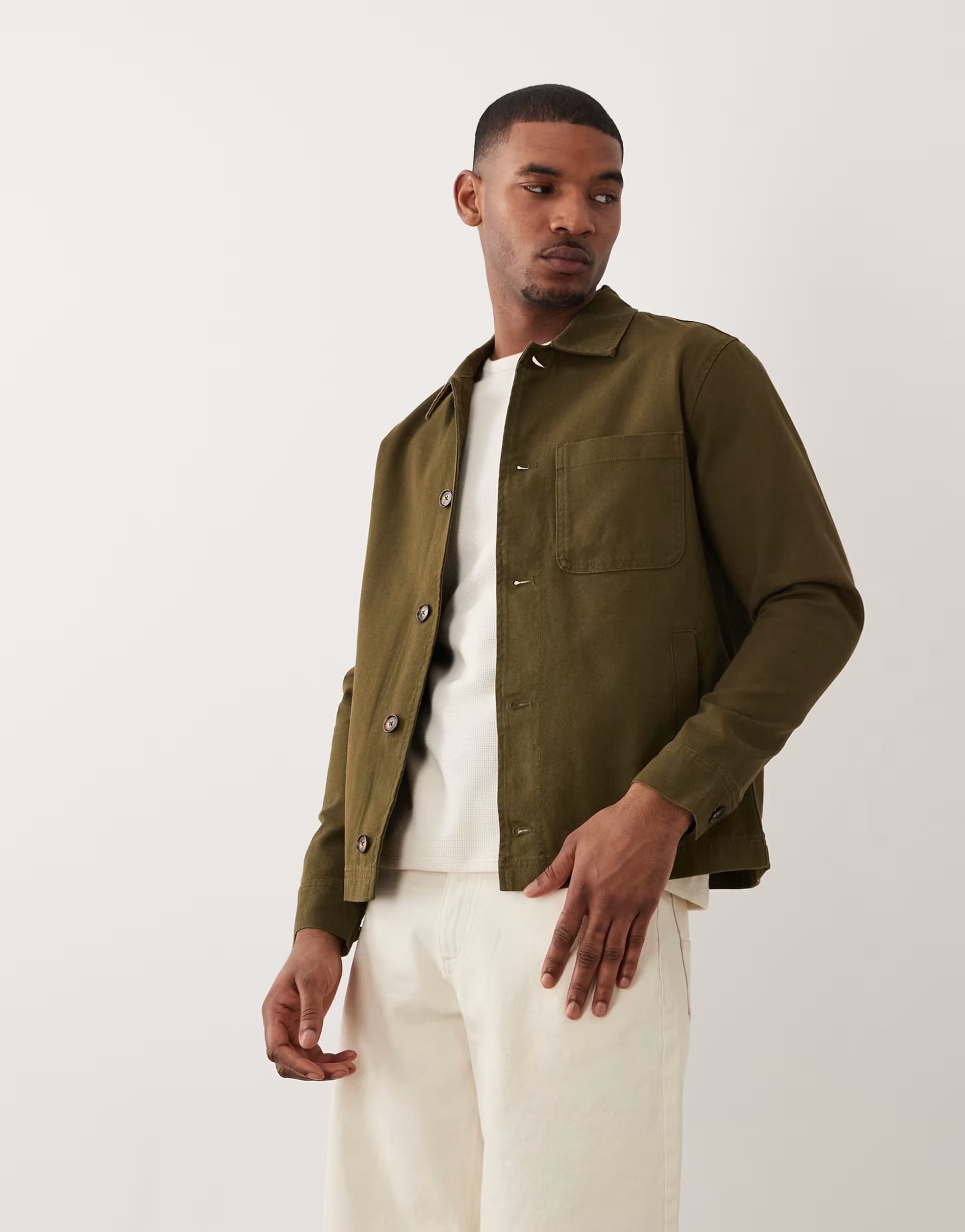 ASOS ONLY & SONS boxy fit overshirt in olive