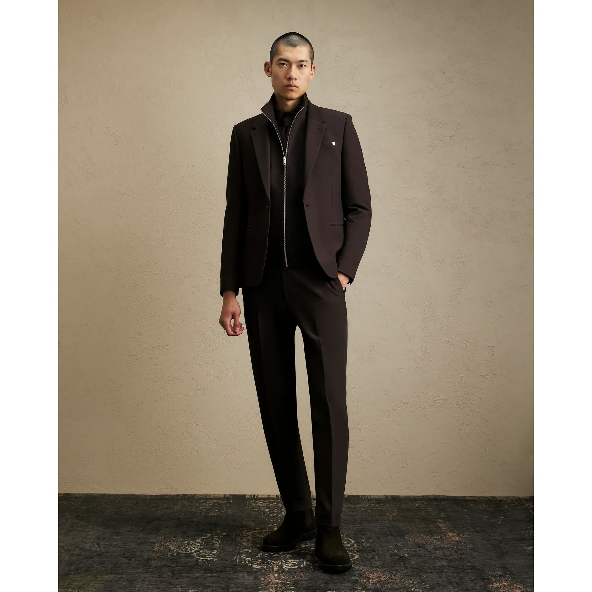 River Island Mens River Island Brown Skinny Fit Suit Trousers