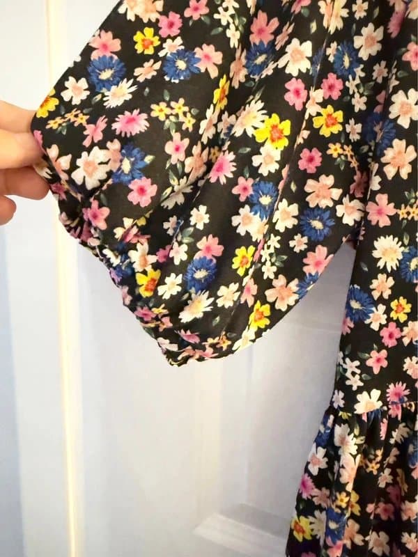 ASOS Design ASOS Design Bright Floral Smock Dress with Puff Sleeves - Size 10