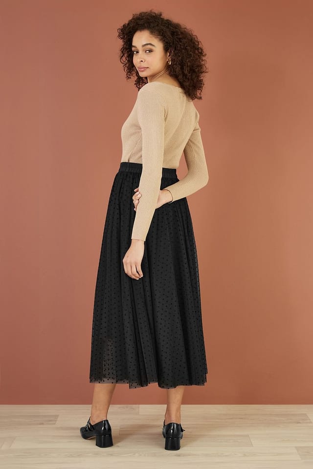Yumi Yumi Women's Black Mesh Heart Print Tulle Skirt - 3