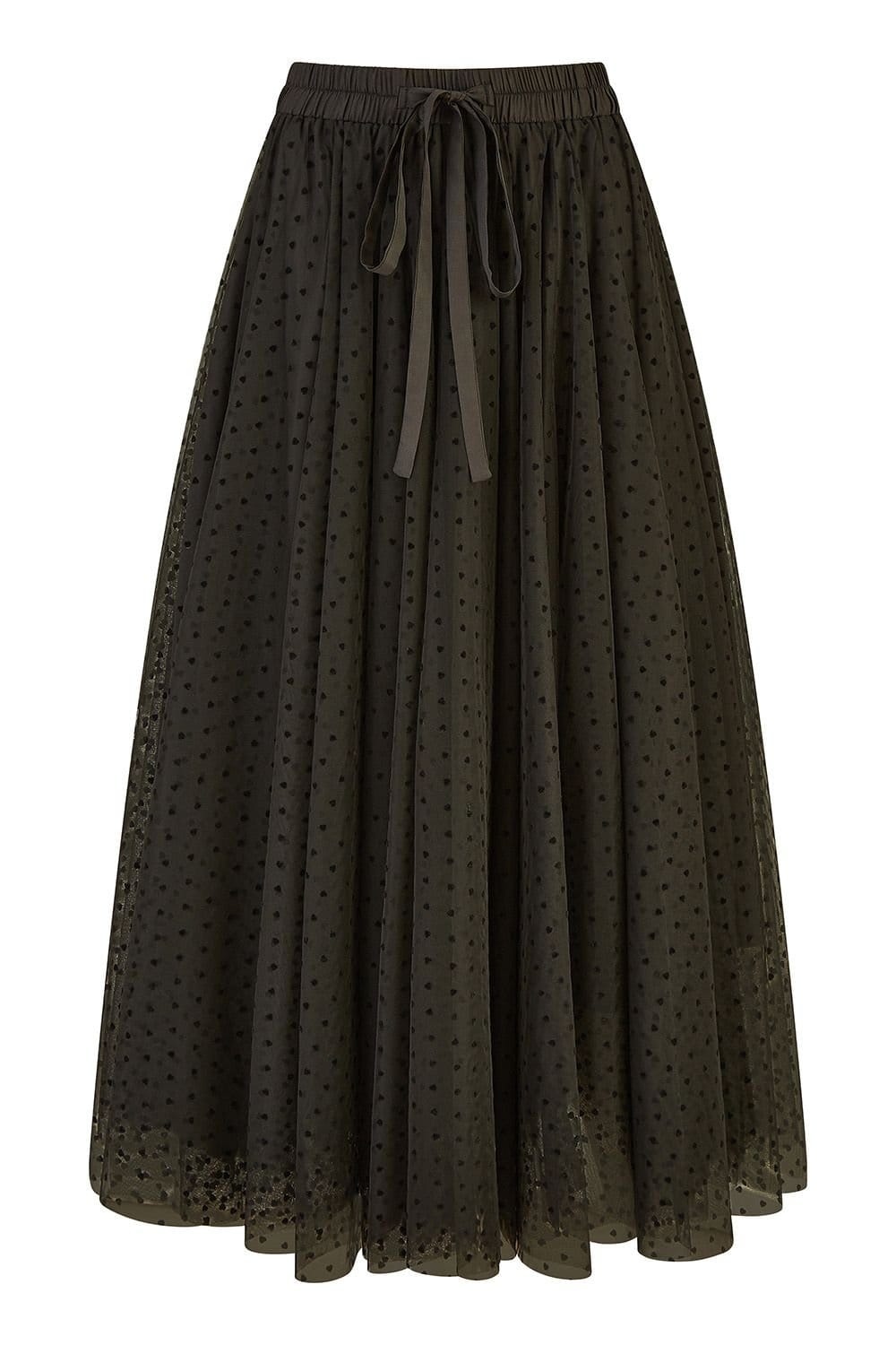 Yumi Yumi Women's Black Mesh Heart Print Tulle Skirt - 4