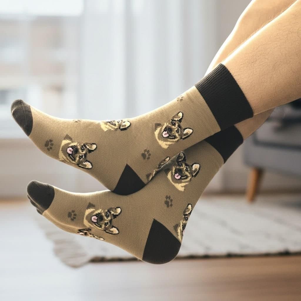 Animal Crackers Animal Crackers Men's German Shepherd Dog Socks Cotton Mix Fun Dog Lover Gift in Brown