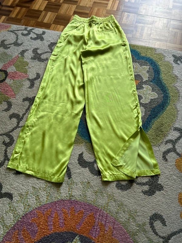 Bershka Bershka Green Satin Wide Leg Trousers Small
