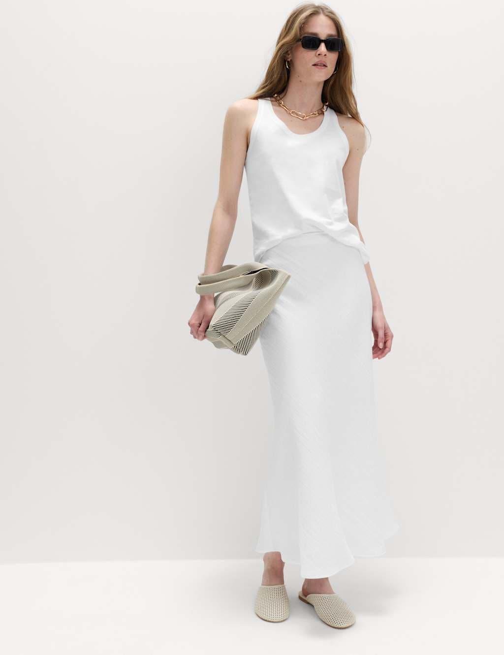 Marks & Spencer M&S Linen Look Midaxi Slip Skirt White