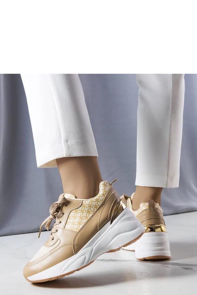 Love Lace Love Lace Women's Sport Shoes with Lora Hurtado Monogram Beige Casual Sneakers - 3
