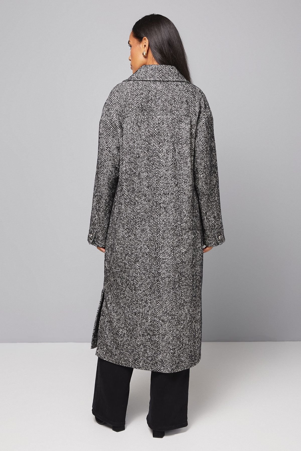 Wallis Wallis Women's Collared Cuff Detail Maxi Coat in Black - 3