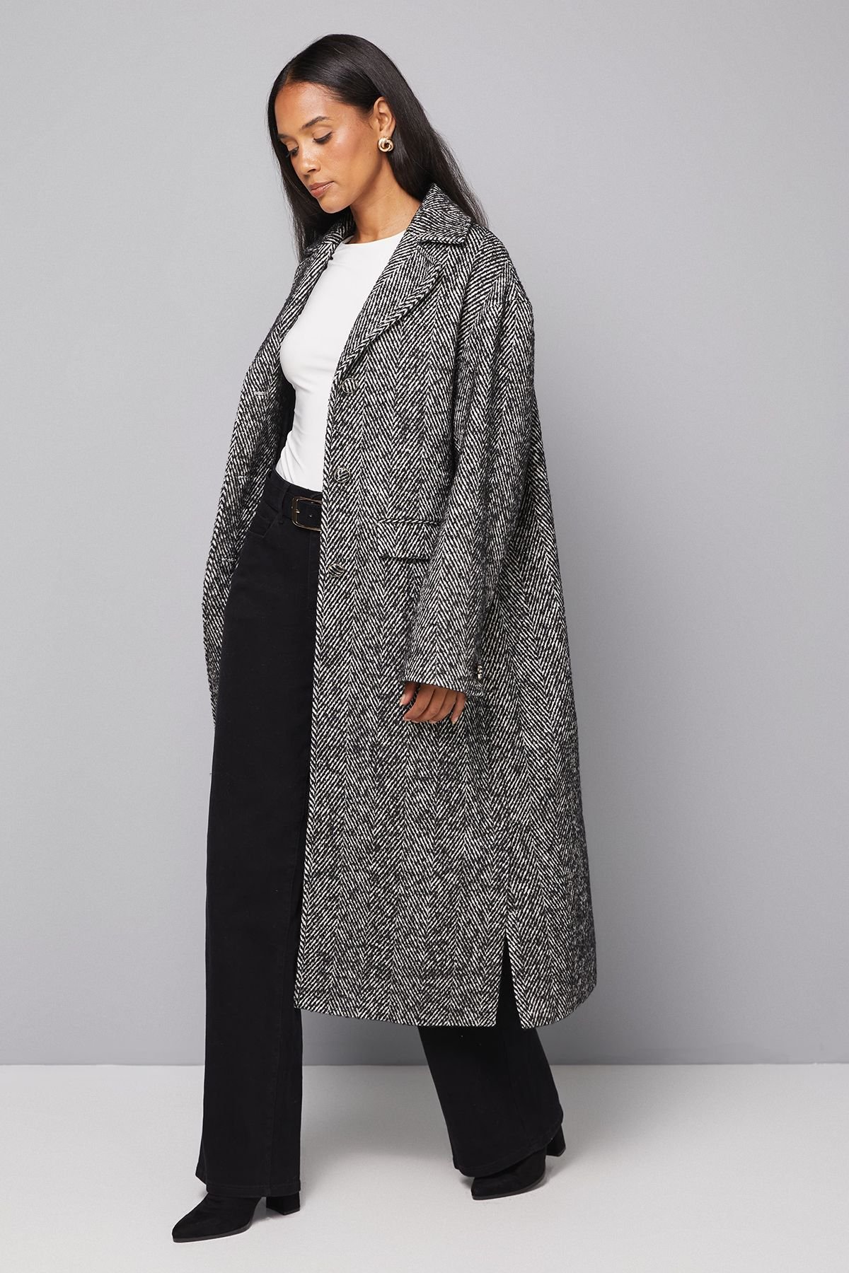 Wallis Wallis Women's Collared Cuff Detail Maxi Coat in Black - 4