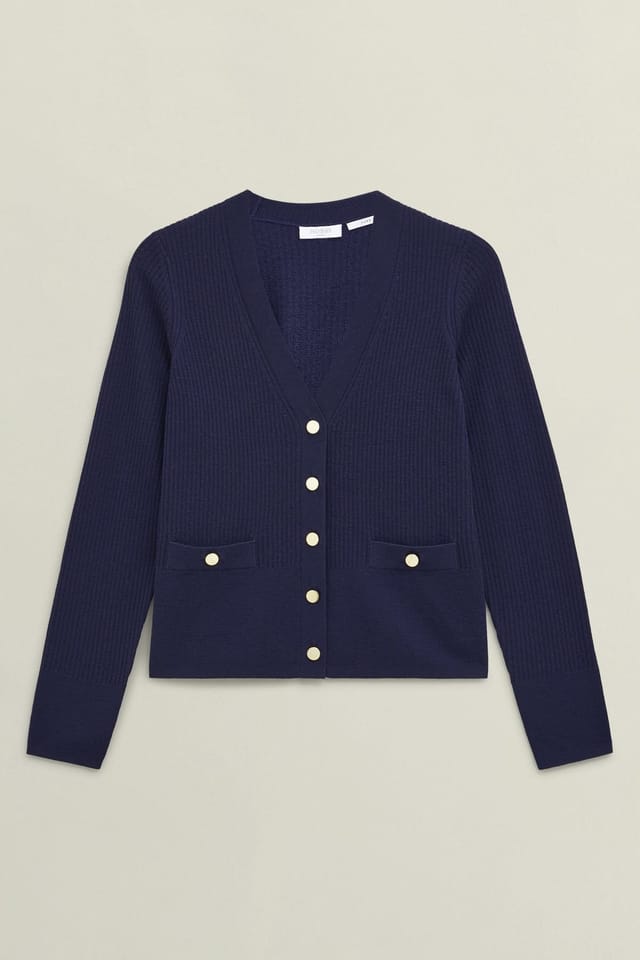 Hobbs London Hobbs London Women's Yasmin Long Sleeve V-Neck Cardigan in Dark Navy - 2