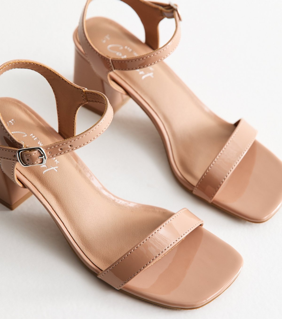 New Look Women's Mink Patent Block Heel Sandals Vegan New Look - 3