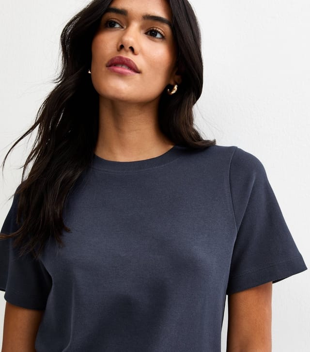 New Look Women's Premium Navy Heavyweight Cotton T-Shirt New Look - 2