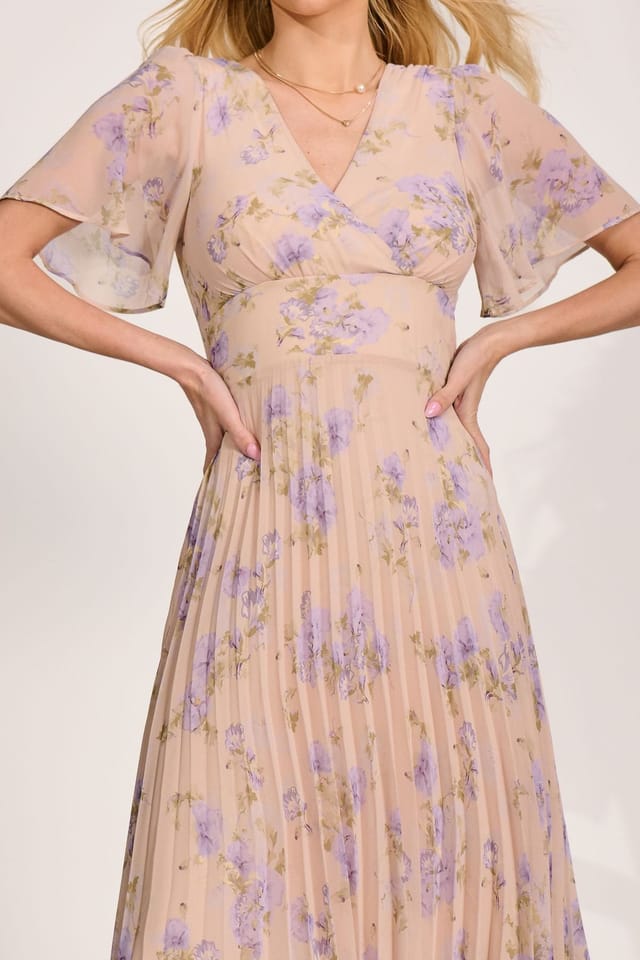 Jolie Moi Jolie Moi Women's Chiffon Pleated Maxi Dress - 3