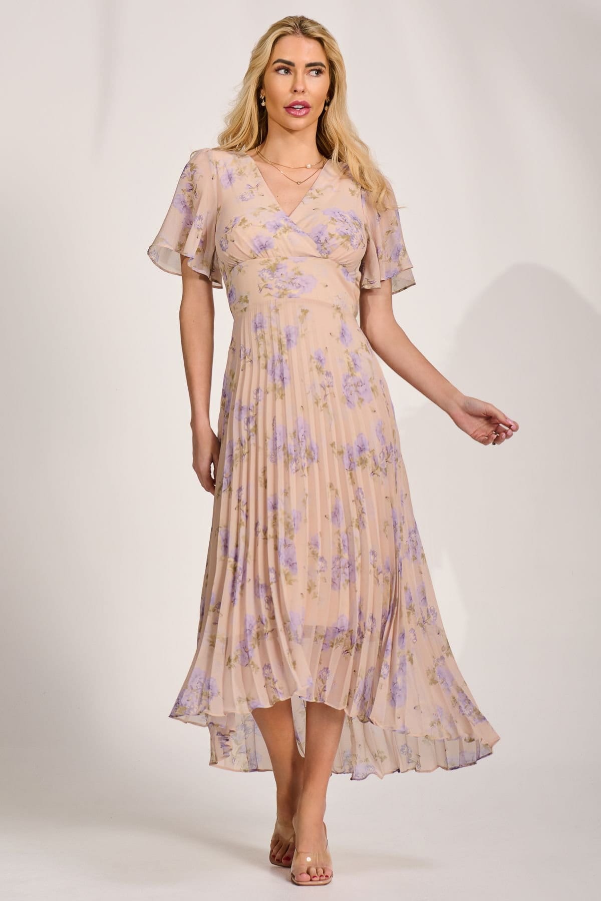 Jolie Moi Jolie Moi Women's Chiffon Pleated Maxi Dress - 4